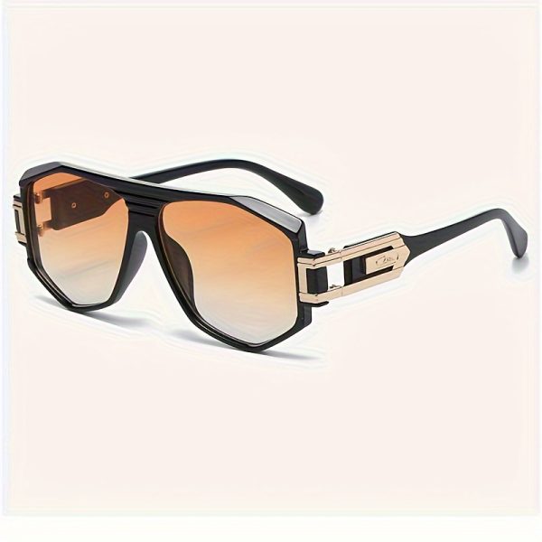 Large Frame Retro Polygonal Mirror Sunglasses - Image 4