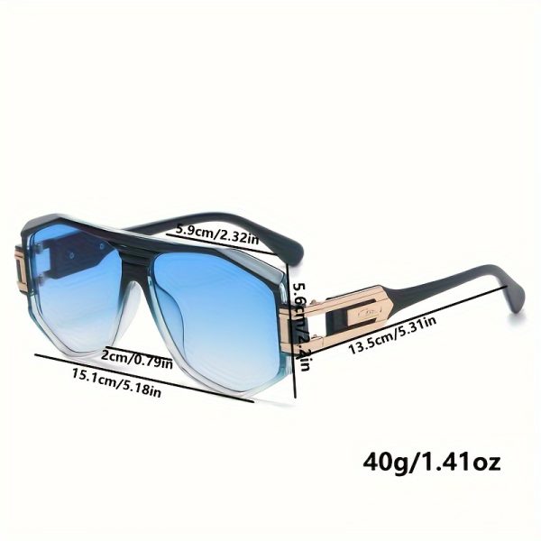 Large Frame Retro Polygonal Mirror Sunglasses - Image 2